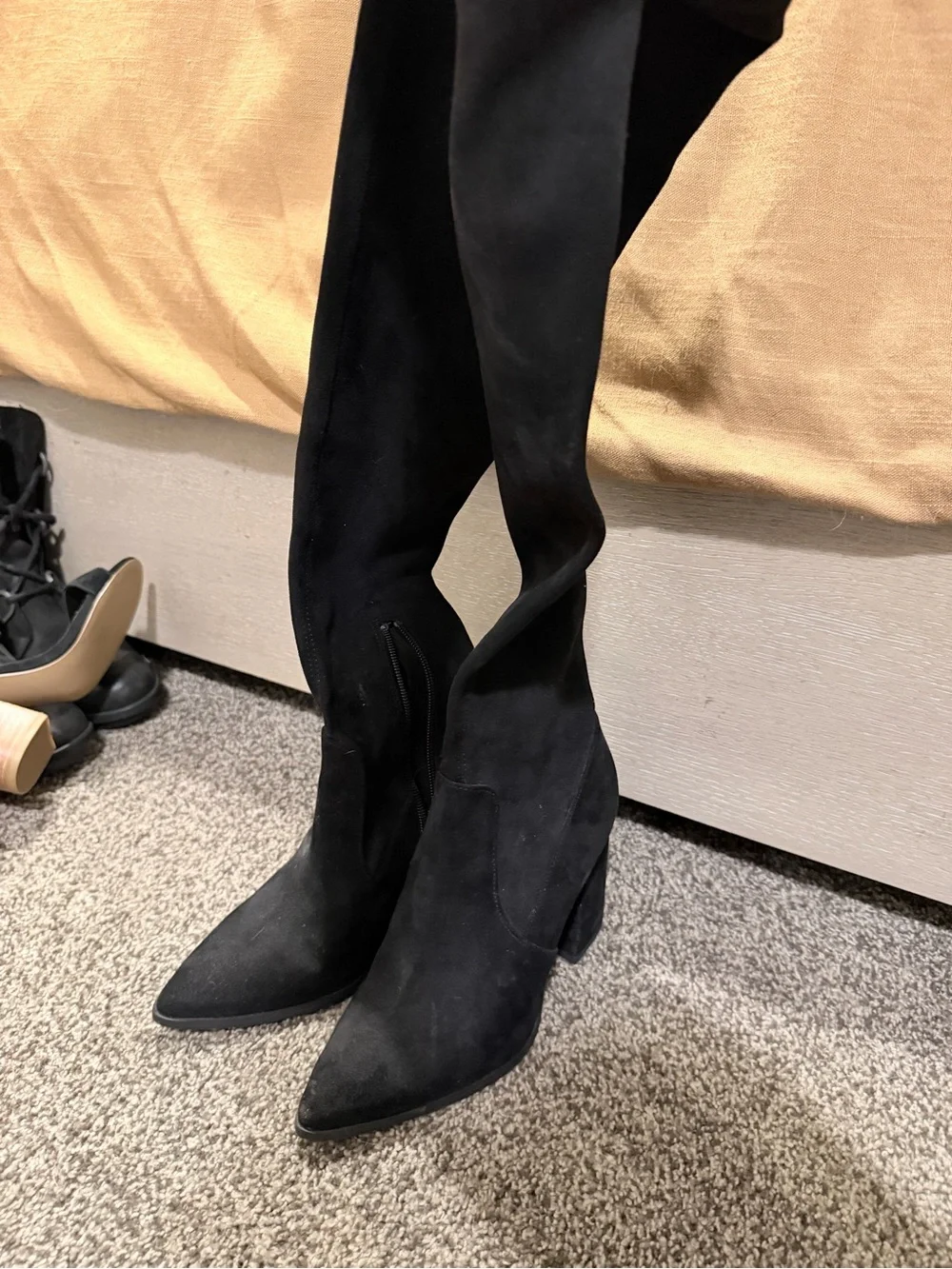 Women's Black Over-the-Knee Pointed Toe Boots